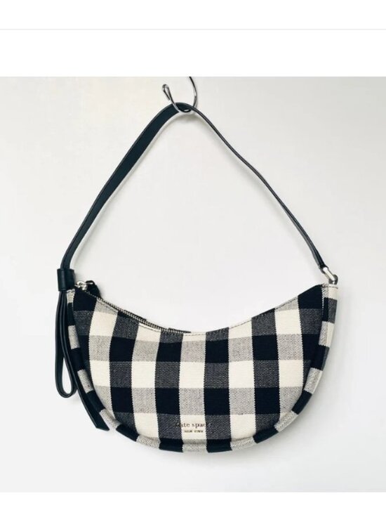kate spade Handbags - Kate Spade Smile Small Gingham Shoulder Bag Black Check Leather Trim